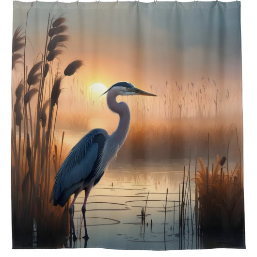 Blue Heron Marsh Duschvorhang (Vorderseite)