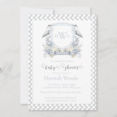 Blue Heron Monogram Baby Dusche Einladung (Vorderseite)