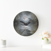 Blue Heron & Moon Wildlife Fantasy Wall Clock Große Wanduhr (Zuhause)