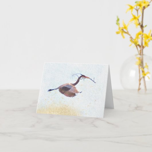 Blue Heron Note Card Karte (Gelbe Blume)