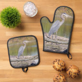 Blue Heron Ofenhandschuh & Topflappen-Set (Oben Unten)