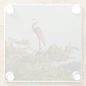 Blue Heron on Tree Oben Glasuntersetzer (Rückseite)