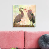 Blue Heron Pair Digital Art Canvas Print Leinwanddruck (Insitu (Wohnzimmer))