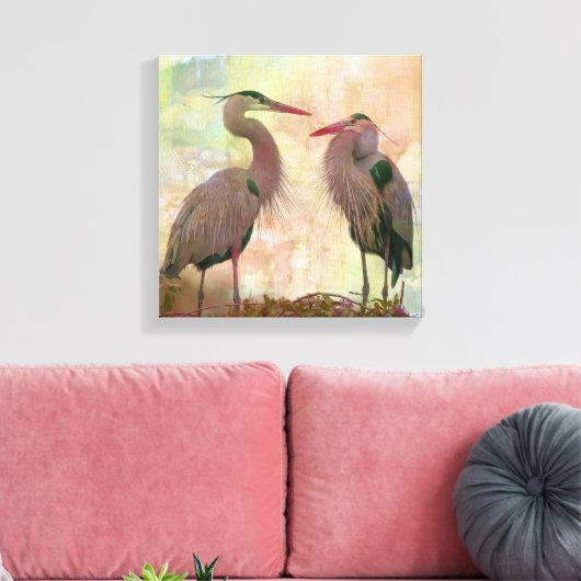 Blue Heron Pair Digital Art Canvas Print Leinwanddruck (Insitu (Wohnzimmer))
