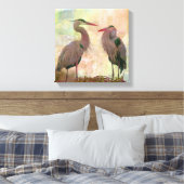 Blue Heron Pair Digital Art Canvas Print Leinwanddruck (Insitu (Schlafzimmer))