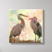 Blue Heron Pair Digital Art Canvas Print Leinwanddruck (Vorderseite)