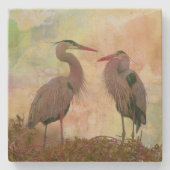 Blue Heron Pair Digitaler Kunststein Untersetzer (Vorderseite)