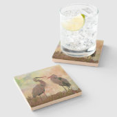 Blue Heron Pair Digitaler Kunststein Untersetzer (Seitenansicht)