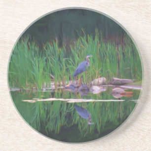 Blue Heron Pond Reflection Animal Untersetzer