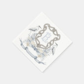 Blue Heron Rope Monogram Crest Serviette (Ecke)