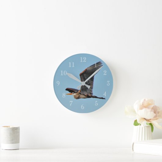 Blue Heron Runde Wanduhr (Zuhause)