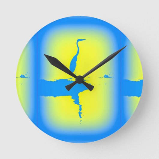 blue heron runde wanduhr (Vorderseite)