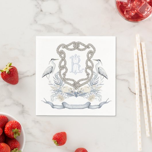 Blue Heron Seil Monogrammwappen Serviette (Beispiel)