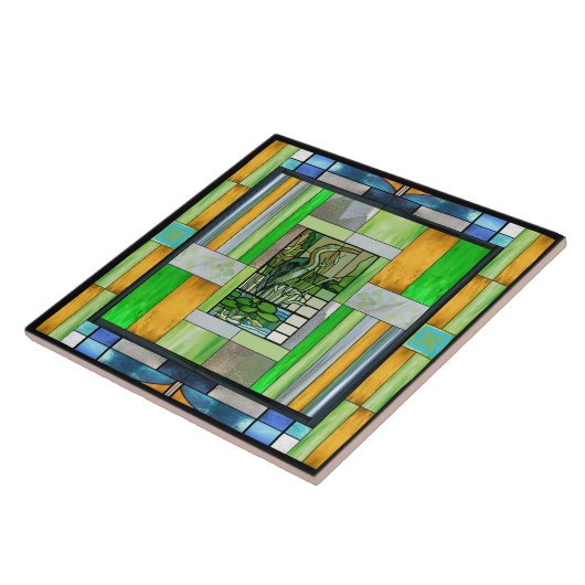 Blue Heron Stainglas Fliese (Seite)