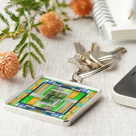 Blue Heron Stainglas Schlüsselanhänger (Seite)