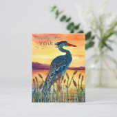 Blue Heron Sunset Grußkarte Dankeskarte (Stehend Vorderseite)