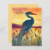 Blue Heron Sunset Grußkarte Dankeskarte (Vorne/Hinten)