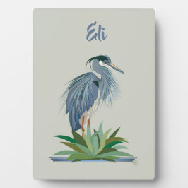 Blue Heron Tabletop Plaque mit Easel Fotoplatte