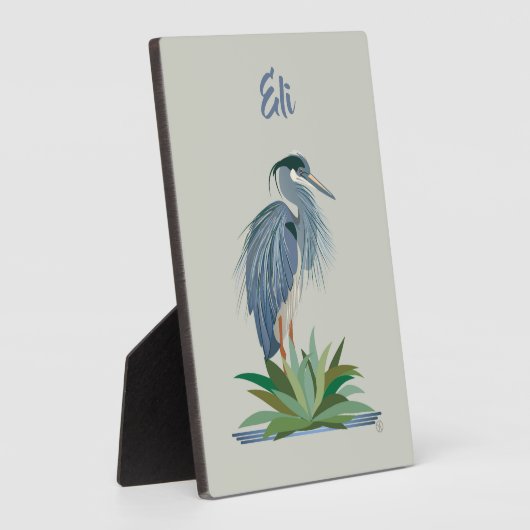 Blue Heron Tabletop Plaque mit Easel Fotoplatte (Seite)
