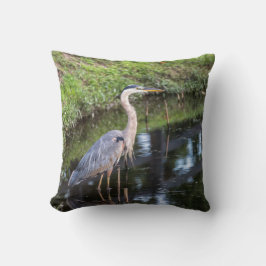Blue Heron Wading in Water Kissen