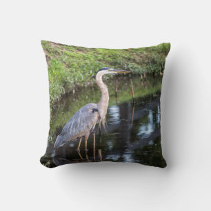 Blue Heron Wading in Water Kissen