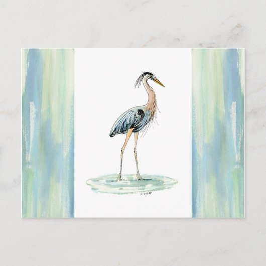 Blue Heron Wasserfarbe Postkarte (Vorderseite)