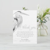 Blue Heron Water Bird Sketch Flat Wedding Dankeskarte (Stehend Vorderseite)