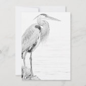 Blue Heron Water Bird Sketch Flat Wedding Dankeskarte (Rückseite)
