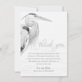 Blue Heron Water Bird Sketch Flat Wedding Dankeskarte (Vorderseite)