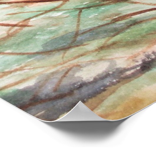 Blue Heron Watercolor-Malerei Poster (Ecke)