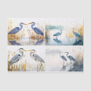 Blue Herons Collage 1 Dekoupage Paper Seidenpapier