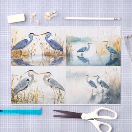 Blue Herons Collage 1 Dekoupage Paper Seidenpapier (Handwerk)
