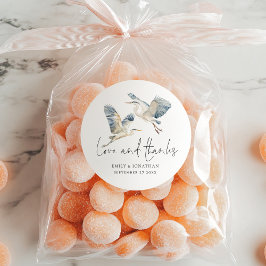 Blue Herons Flying Liebe Dank Hochzeit Runder Aufkleber