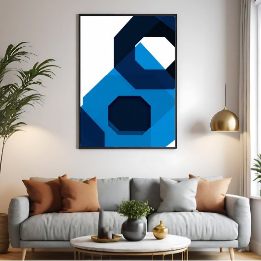 Blue Hexagon Art Poster
