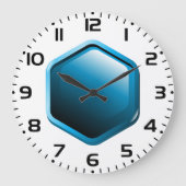 Blue Hexagon Große Wanduhr (Vorderseite)