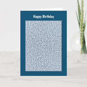 Blue Hexagon Maze Birthday Card Karte