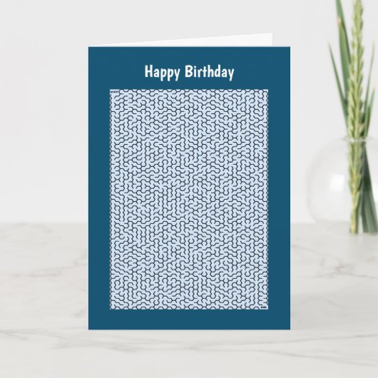 Blue Hexagon Maze Birthday Card Karte (Vorderseite)