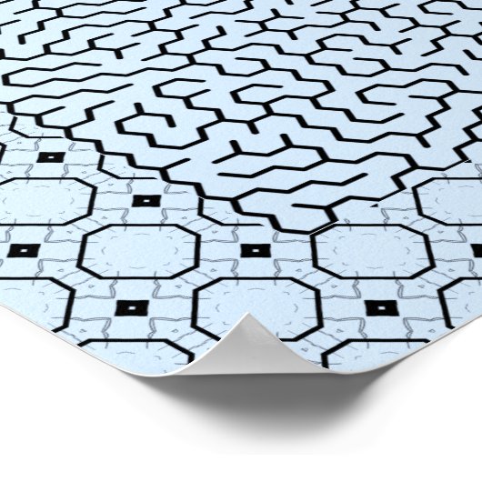 Blue Hexagon Maze Poster (Ecke)