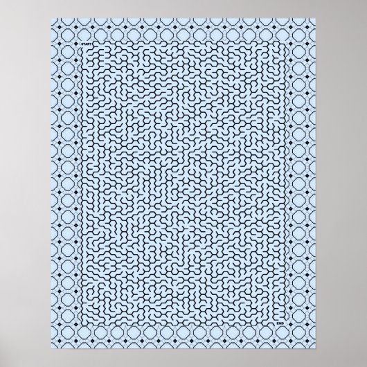 Blue Hexagon Maze Poster (Vorne)