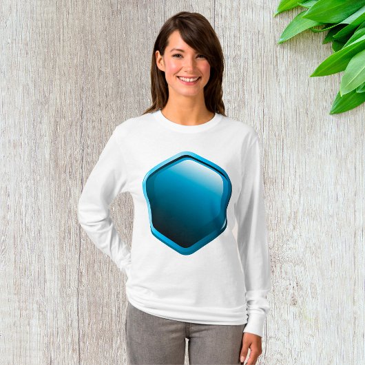 Blue Hexagon Womens Langärmel T-Shirt