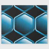 Blue Hexagon Wrapping Paper Geschenkpapier (Flach)
