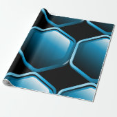 Blue Hexagon Wrapping Paper Geschenkpapier (Ungerollt)