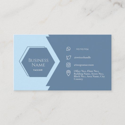 Blue Hexagons Business Card Visitenkarte (Vorderseite)