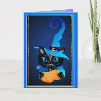 Blue Hexe Kitty Karte