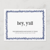 Blue Hey Y'all - Nach Texas gezogen Postkarte (Vorderseite)