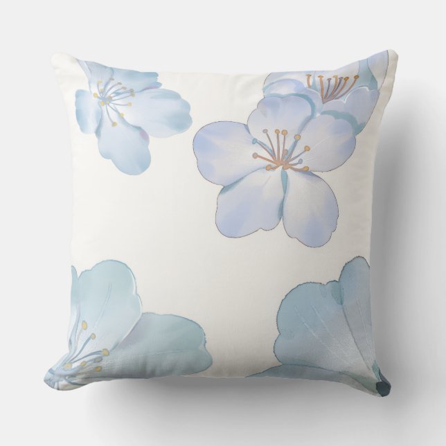 Blue hibiscus  throw pillow kissen (Vorderseite)