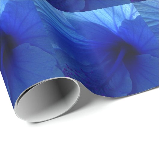 Blue Hibiskus Blume Geschenkpapier (Rolleneckpunkt)