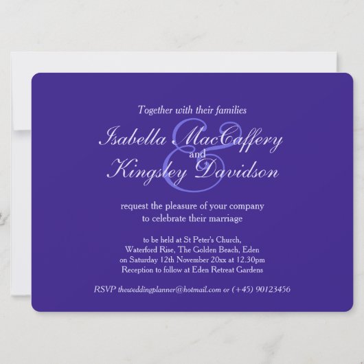 Blue Hibiskus Blume Hochzeit Einladung (Rückseite)