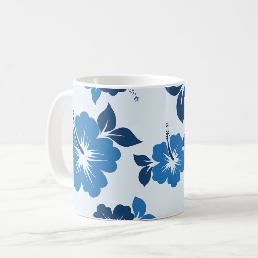 Blue Hibiskus Blume Kaffeetasse (Vorderseite Links)