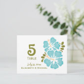 Blue Hibiskus Hochzeitstorte Tischnummer Cards (Stehend Vorderseite)